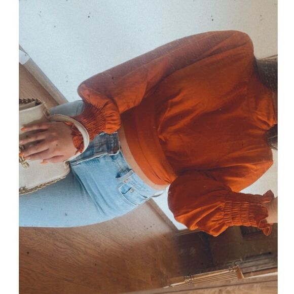 Orange open back blouse - Picture 2 of 6